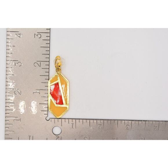 Vintage Dangle Earrings Red Orange Jelly Resin Cream Yellow Bold 1980s BinAI - Picture 12 of 12